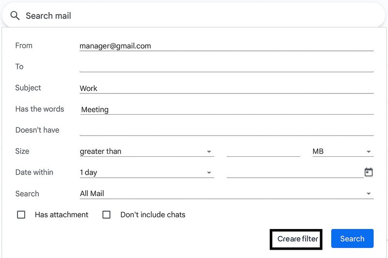 create gmail filters